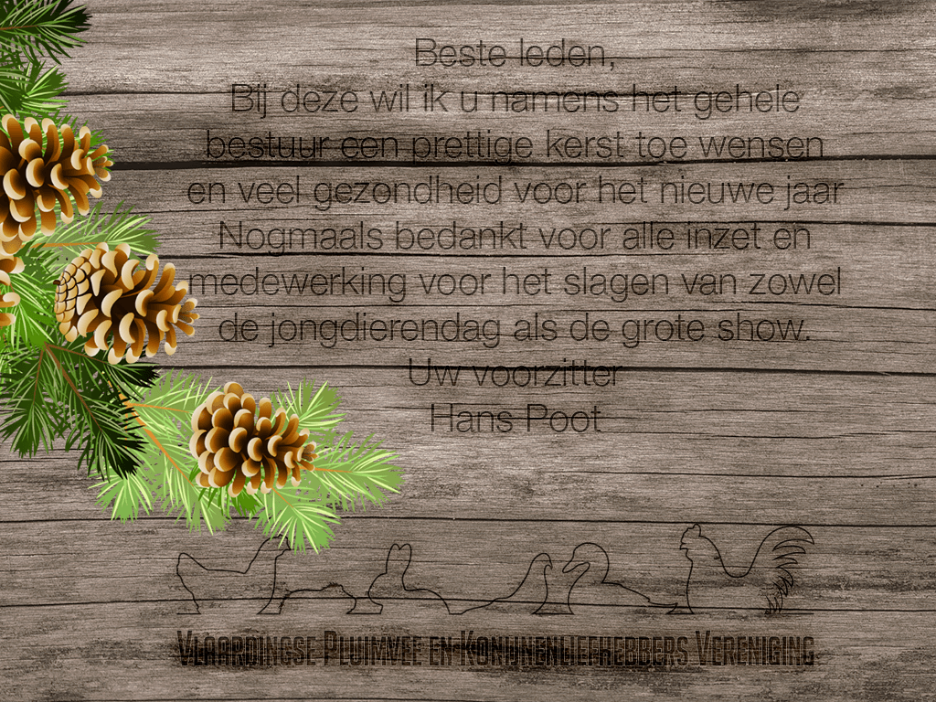 Kerstgroet aan de leden